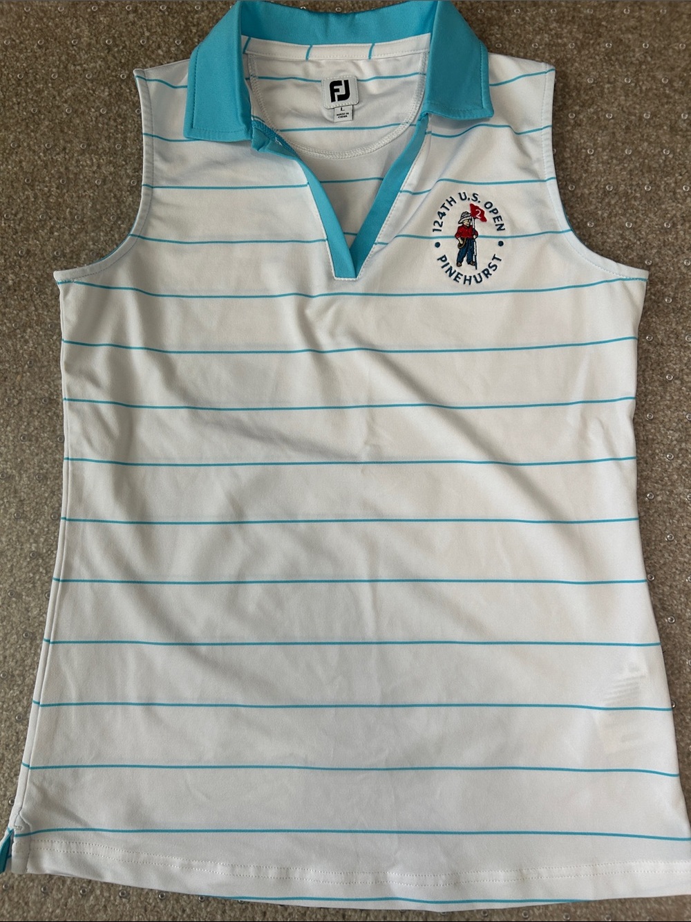 FootJoy White and Aqua Striped Tank